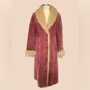 90s B Lucid Ltd Faux Fur Lined Suede Trench